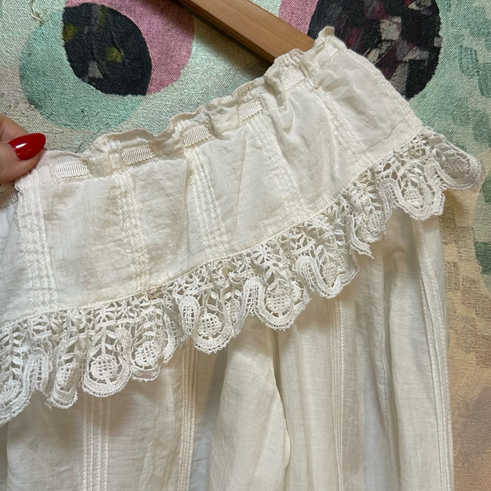 Doen Senette Top in Blanc Fleur du Matin cream ruffle lace size large - Picture 14 of 16